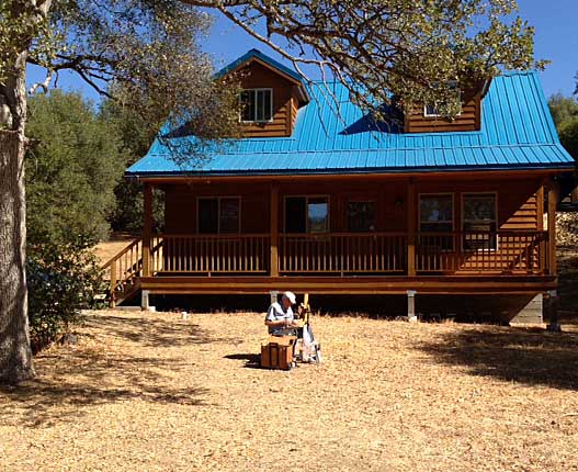 Photo of Denny Lubecke painting en plein air.